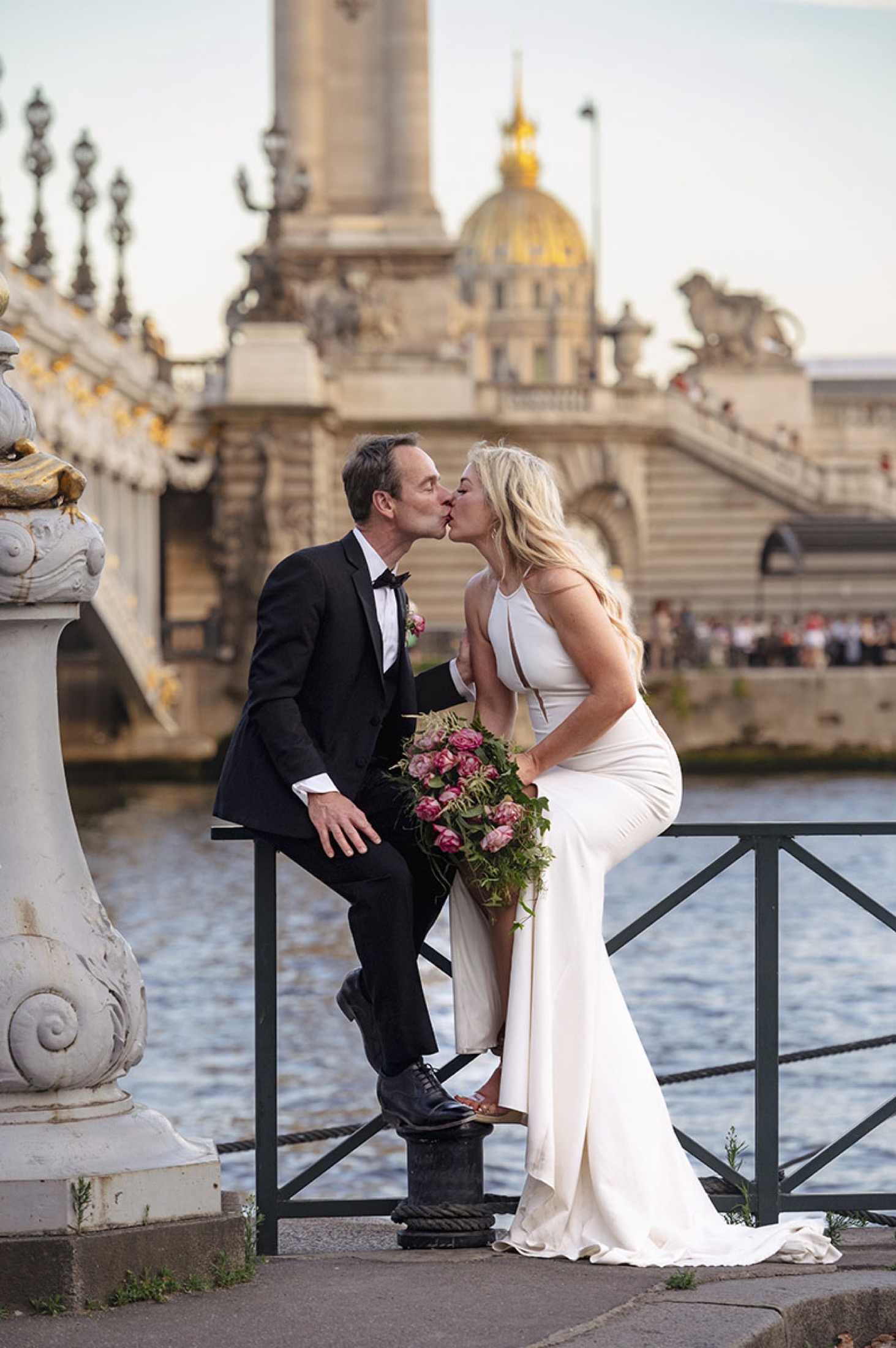 Black-and-white wedding photograph